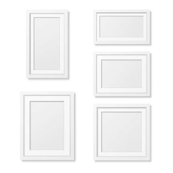 Realistic blank picture frame templates set isolated on white background. — Stock Vector