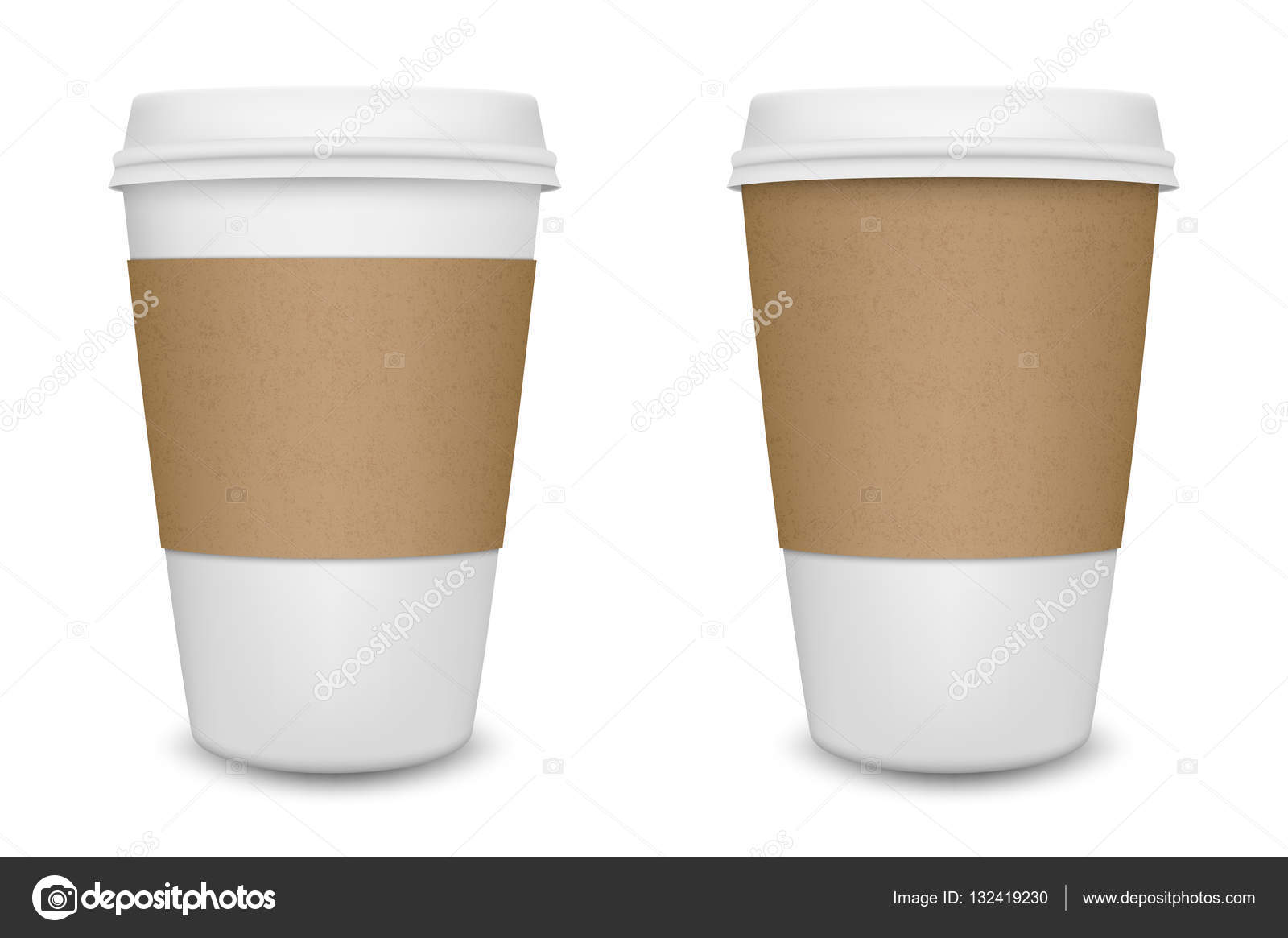 Realistic blank paper coffee cup set isolated on white background ...