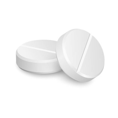 İki beyaz arka plan üzerinde izole gerçekçi tıbbi hapları vektör.