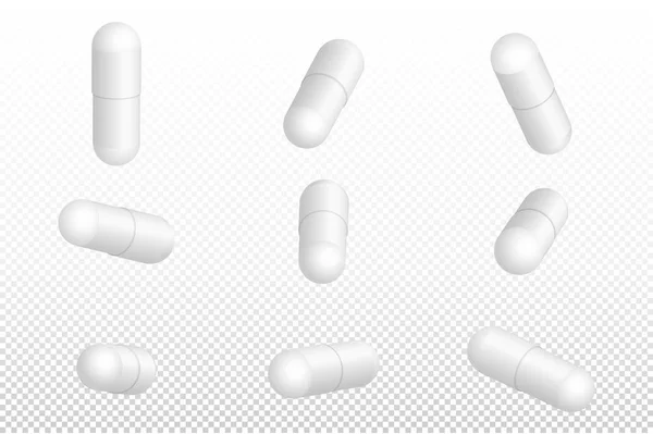 白色背景上分离的现实医疗丸. — 图库矢量图片