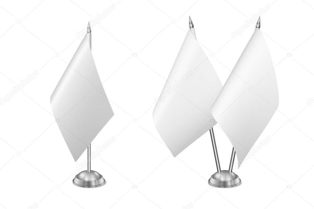 Small table flag set, isolated on white background. Vector EPS10 illustration.