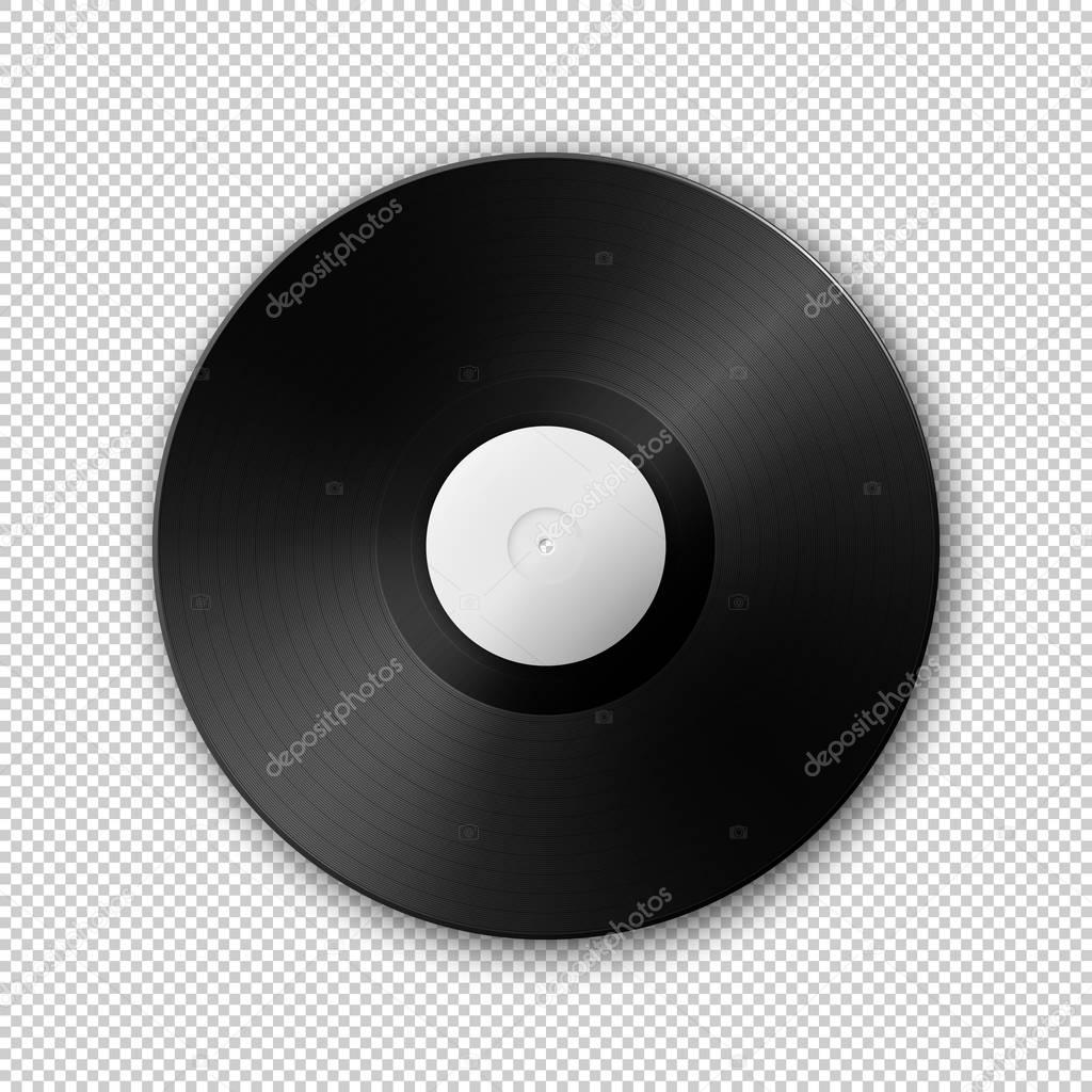 Realistic vector music gramophone vinyl LP record icon. Design template of retro long play.