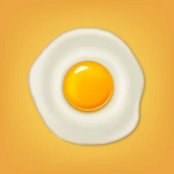 Realistic vector fried egg icon on yellow background. Design template. — Stock Vector