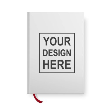 Gerçekçi kitap boş kapak üzerinde beyaz izole. Vektör yukarı alay.