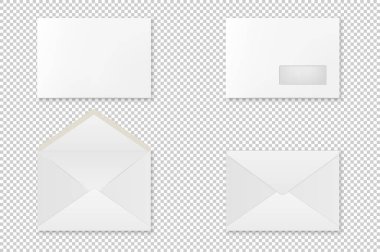 Boş gerçekçi zarf seti. Vektör mockup.
