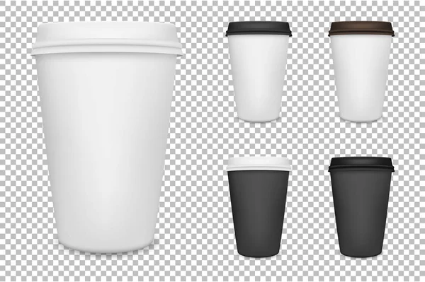 Vector realistische blanco papier koffie kopje set geïsoleerd. Vector Eps10. — Stockvector