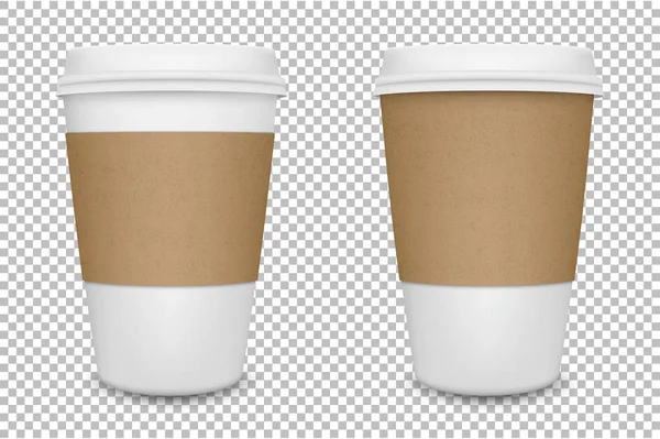 Ensemble de tasse à café en papier blanc vectoriel réaliste isolé. Vecteur EPS10 . — Image vectorielle