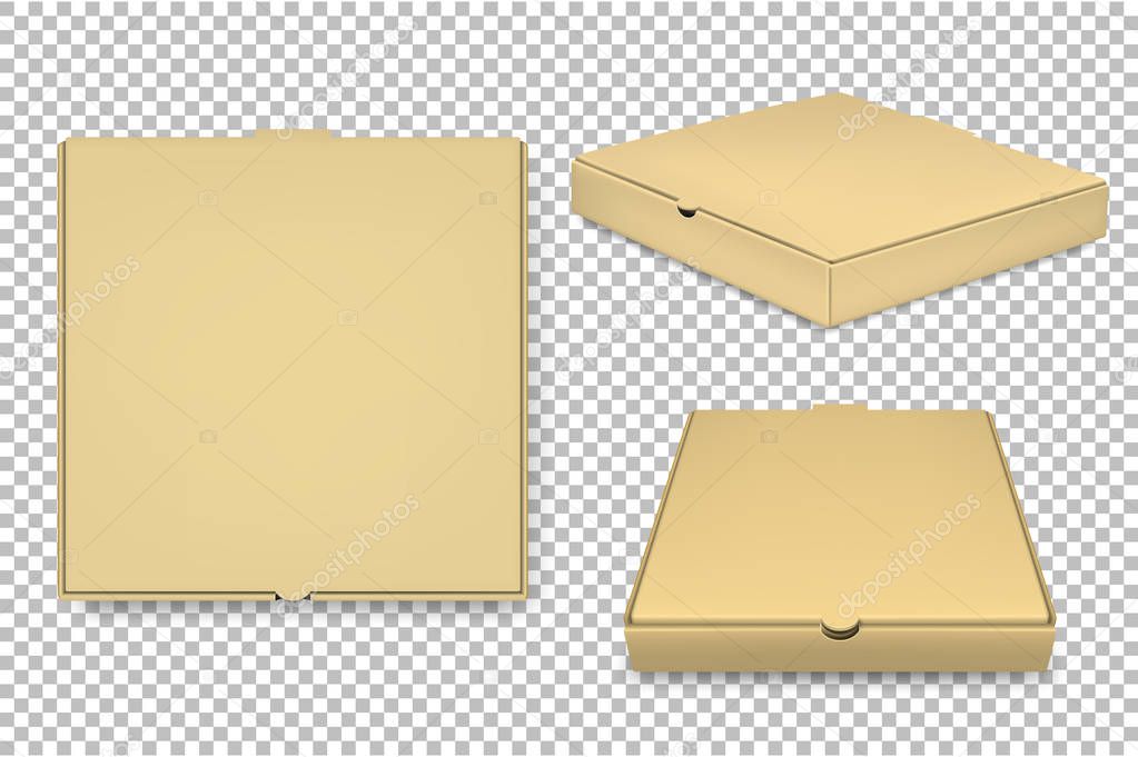 Vector blank pizza box design template set isolated. EPS10.