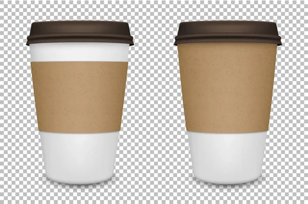 Ensemble de tasse à café en papier blanc vectoriel réaliste isolé. Vecteur EPS10 . — Image vectorielle