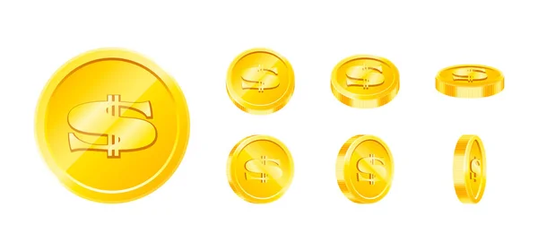 Vector juego de monedas de oro conjunto aislado. Plantillas de diseño en Eps10 . — Vector de stock