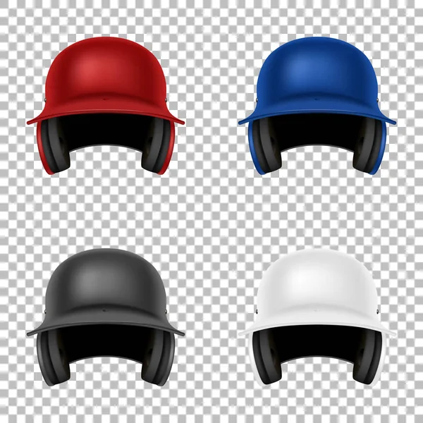 Conjunto de capacete de beisebol clássico vetorial realista. Isolado. Modelo de design na vista frontal. EPS10 . —  Vetores de Stock