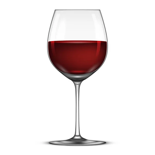 Verre à vin réaliste vectoriel avec icône de vin rouge isolé sur fond blanc. Modèle de conception dans EPS10 . — Image vectorielle