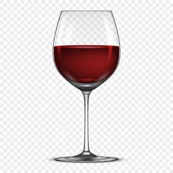 Vektor realistisches Weinglas mit Rotweinsymbol isoliert auf transparentem Hintergrund. Designvorlage in eps10. — Stockvektor