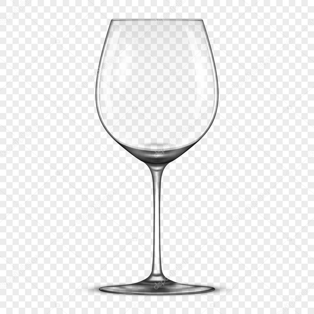 Vector realistic empty wine glass icon isolated on transparent background. Design template in EPS10.