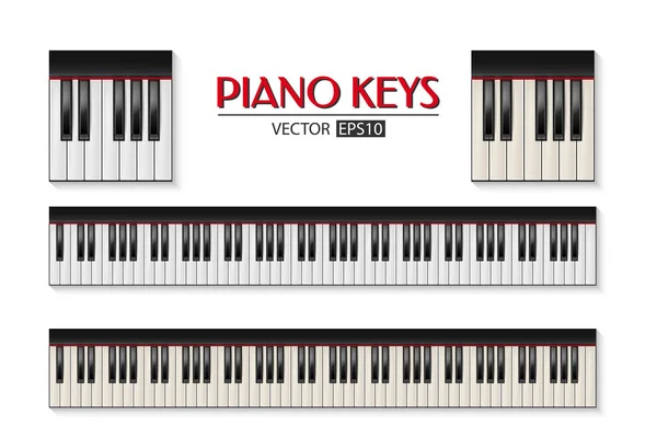 Conjunto de iconos de teclado de piano fotorrealista vectorial aislado sobre fondo blanco. Plantilla de diseño en EPS10 . — Archivo Imágenes Vectoriales