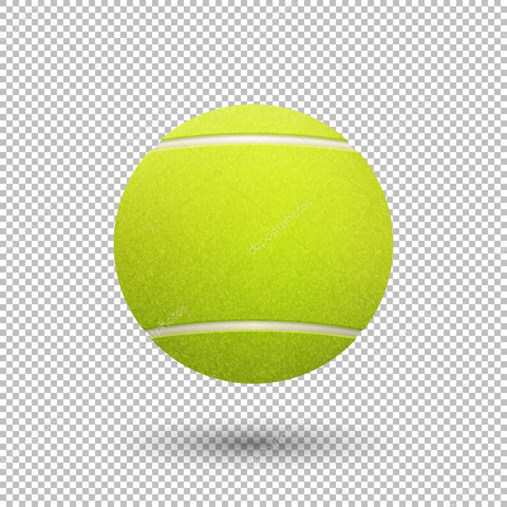Vector realistic flying tennis ball closeup isolated on transparent background. Design template, EPS10 illustration.