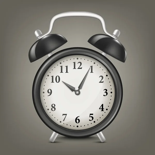 Vetor realista relógio de alarme retro preto. Modelo de projeto no EPS10 . — Vetor de Stock