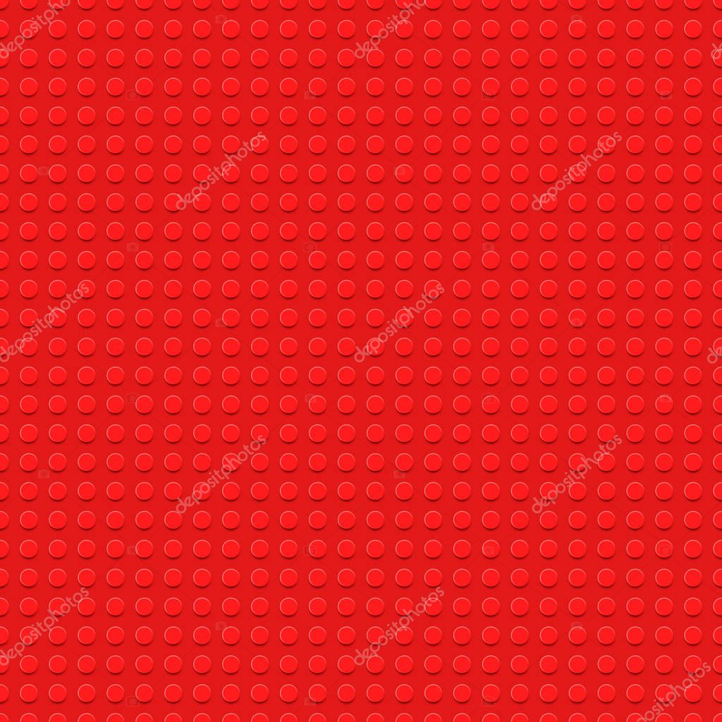 Red plastic construction plate - vector semless background. Toy blocks. EPS10 illustration.