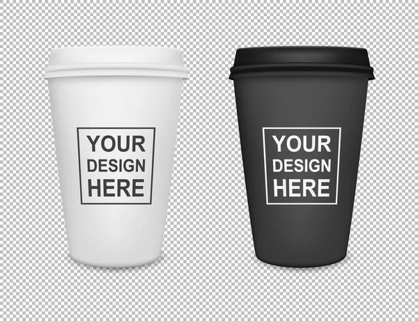 Realistische leere Kaffeetasse aus Papier auf transparentem Hintergrund. Vektor-Design-Vorlage für Branding, Werbung usw. eps10-Attrappe. — Stockvektor