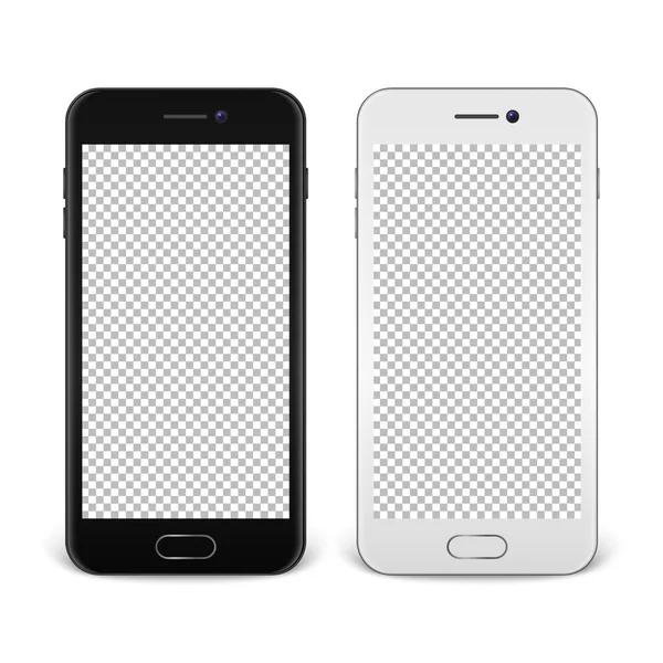 Conjunto de ícones de smartphone realista preto e branco isolado no fundo branco. Modelo de design vetorial, modelo EPS10 . — Vetor de Stock