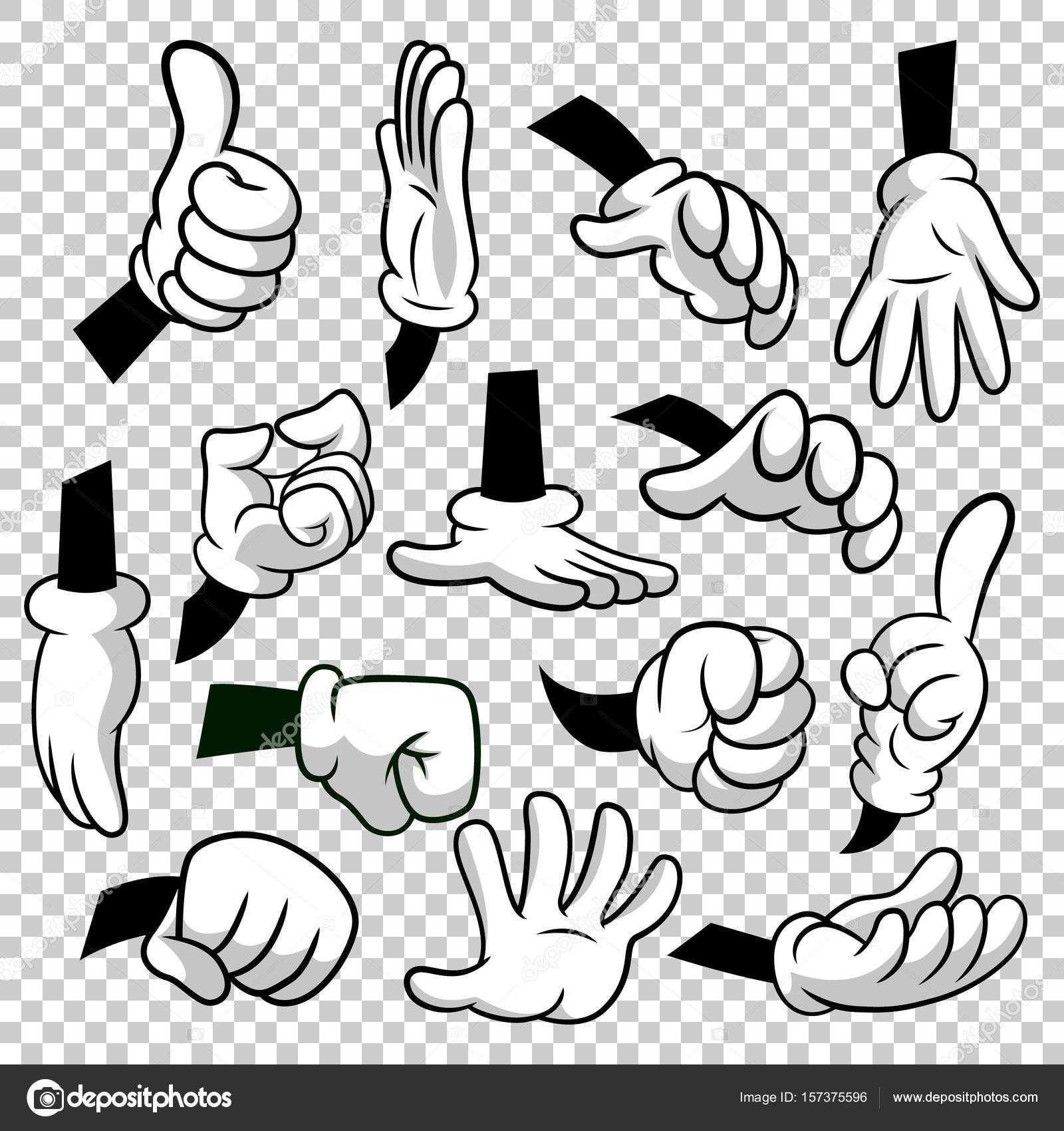 Cartoon hands with gloves icon set isolated on transparent background ...