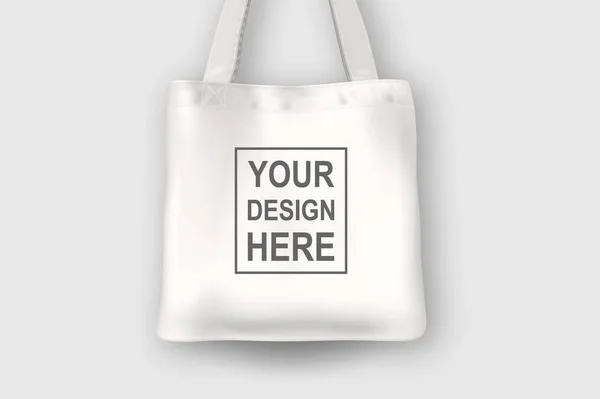 Borsa tote vettoriale in tessuto bianco vuoto realistico. Primo piano isolato su sfondo bianco. Modello di design per branding, mockup. EPS10 . — Vettoriale Stock