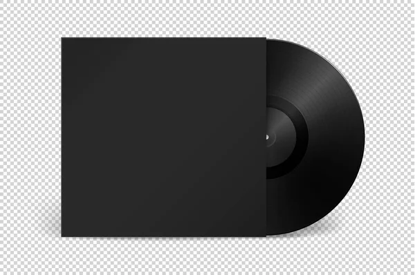 Gerçekçi boş müzik gramofon vinil Lp kayıt üzerinde şeffaf arka plan izole kapak simgesi closeup ile. Tasarım şablonu için reklam, marka, mockup retro uzun oyun. Hisse senedi vektör. Eps10.