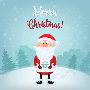 Neşeli Noel tebrik kartı. Sevimli Noel Baba ile Noel ve yeni yıl arka plan. Eps10 resimde vektör