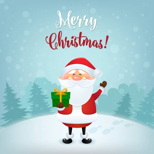Joyeux voeux de Noël. Noël et Nouvel An fond avec le Père Noël mignon. Illustration vectorielle dans EPS10 — Image vectorielle