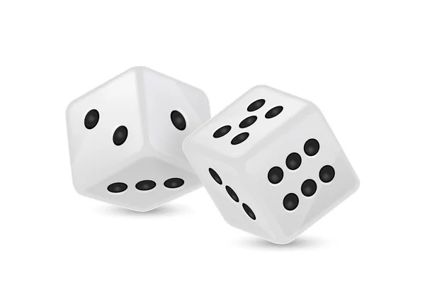 Векторна ілюстрація піктограми білих реалістичних ігор у польоті крупним планом ізольовано на білому тлі. Шаблон дизайну азартних ігор для додатків, Інтернету, інфографіки, реклами, сміху тощо — стоковий вектор