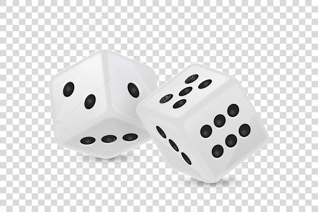 Download Vector illustration of white realistic game dice icon in flight closeup isolated on transparency ...