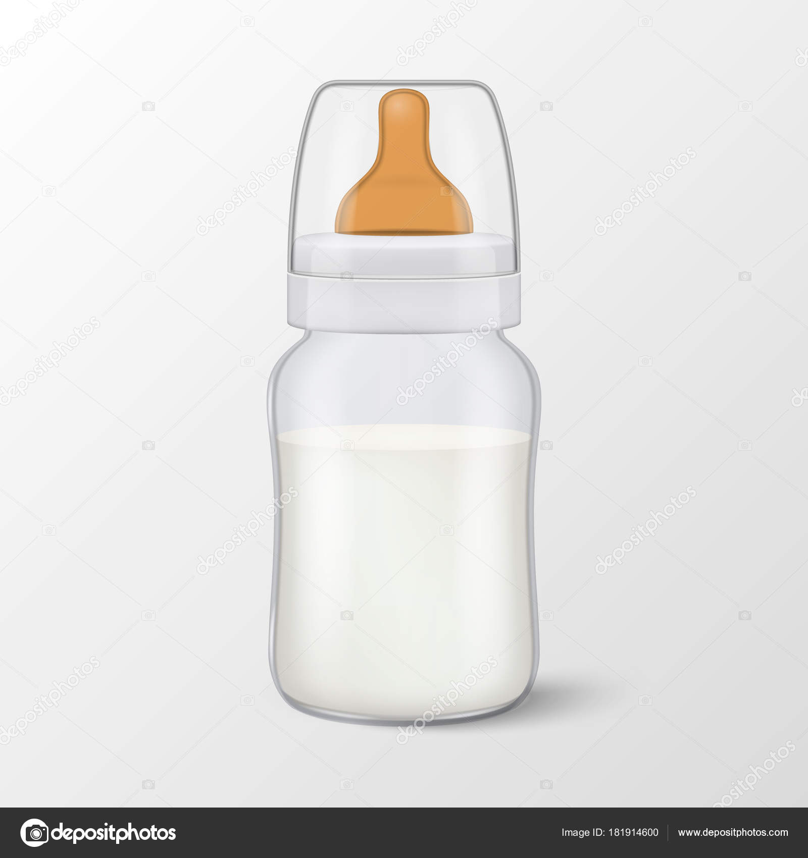 Download Vector Realistic Blank Baby Mother Breast Milk In Baby Milk Bottle With Cap Icon Closeup Isolated On White Background Sterile Milk Container Design Template Mockup For Graphics Vector Image By C