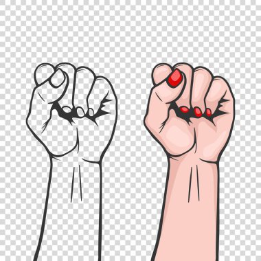 İzole - yükseltilmiş kadınlar s yumruk sembolü birlik veya ezilen insanlar ve kadın s hakları ile dayanışma. Feminizm, protesto, asi, devrim ya da grev işareti. Şablon için Sanat Poster, arka planlar vb