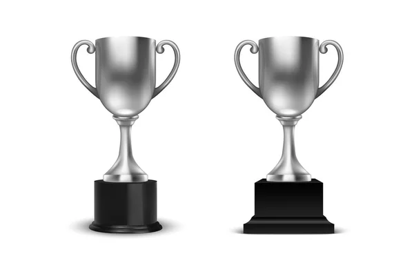 Vector 3d Blank Silver Champion Winner Cup Isolated on White Foundation Дизайн-шаблон Championship Trophy. Приз за спортивный турнир, Кубок победителей и Концепция победы — стоковый вектор