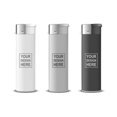 Vektör 3d Gerçekçi Beyaz, Gri, Siyah Boş Sigara Aydınlatma Simgesi Yakın plan Şeffaf Arkaplanda izole edildi. Reklam, Mockup, Şirket Kimliği için Tasarım Şablonu. Ön Görünüm