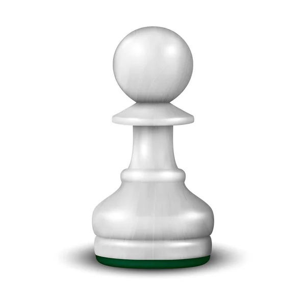 Vektor 3D realistische weiße hölzerne Bauernsymbol Nahaufnahme isoliert auf weißem Hintergrund. Designvorlage. Spielkonzept. Schach, Schachspieler. Aktienillustration — Stockvektor