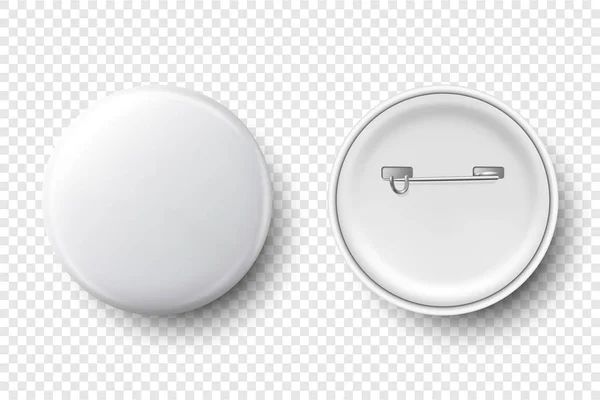 Διάνυσμα 3d Ρεαλιστικό λευκό μέταλλο, πλαστικό κενό κουμπί Σετ σημάτων εικονίδιο απομονωμένο σε διαφανές φόντο. Top View - μπροστινή και πίσω πλευρά. Πρότυπο για την ταυτότητα Branding, λογότυπο, παρουσιάσεις. Προσομοίωση — Διανυσματικό Αρχείο