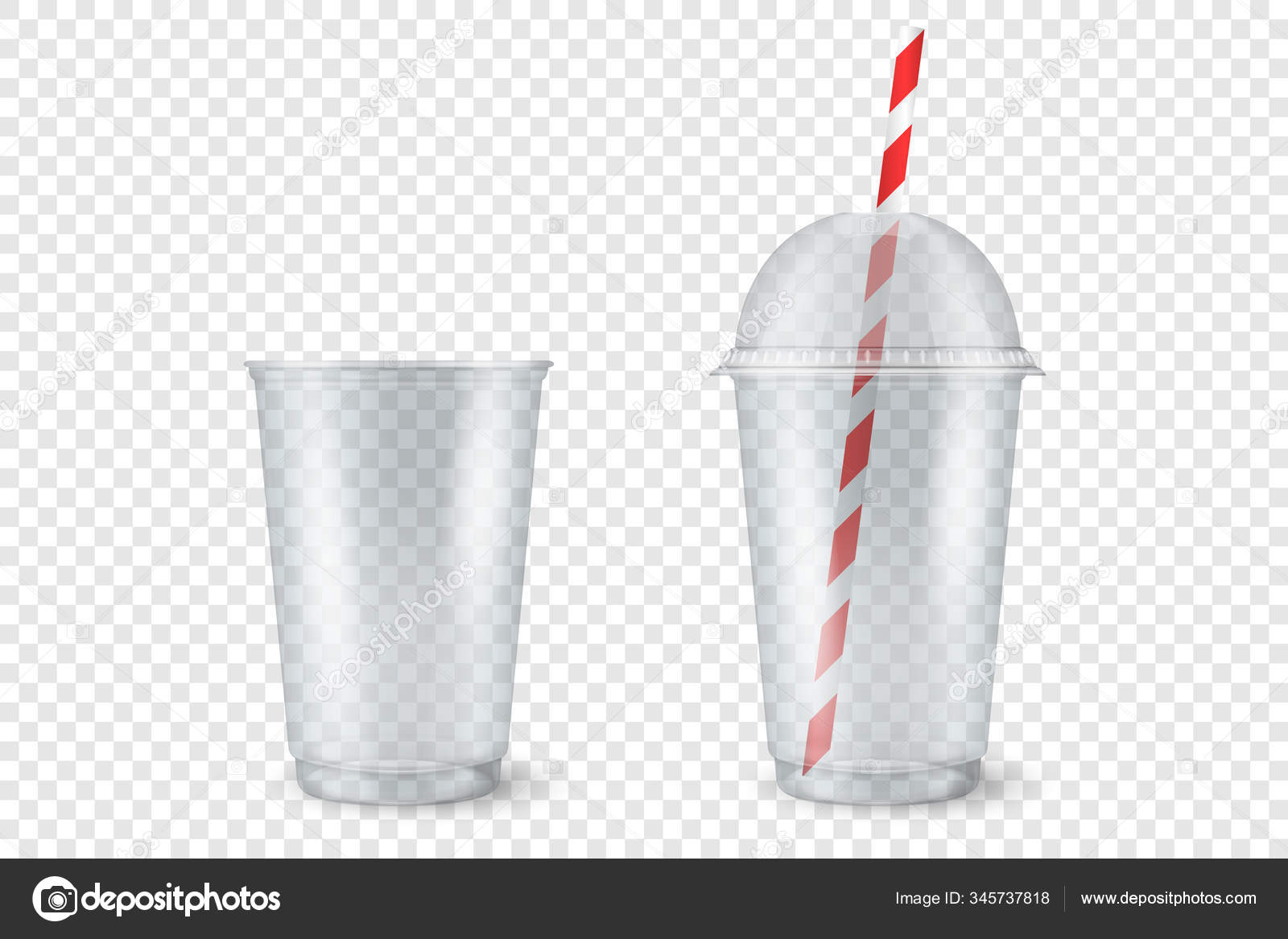Download Vector Realistic 3d Empty Clear Plastic Opened Closed Disposable Cup With Straw Set Closeup Isolated On Transparent Background Design Template Of Milkshake Tea Juice Packaging Mockup For Graphics Vector Image By C