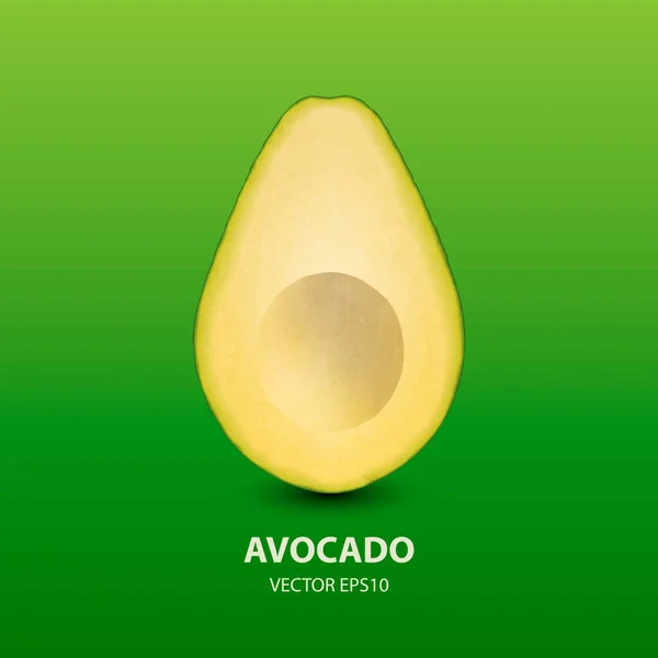 Vector 3d Realistic Half Avocado without Seed Closeup Isolated on Green Background. Design Template, Food, Health, Diet Concept. Front View — Stock Vector