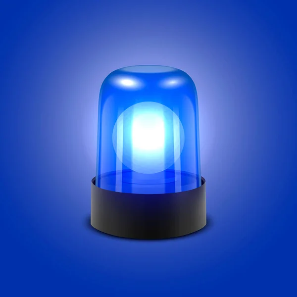 Вектор 3d Refleic Blue Turn On Police Female Isolated on Blue Foundation. Лайт, маяк для полицейской машины, скорой помощи, пожарных машин. Аварийная вспышка сирены. Вид спереди — стоковый вектор