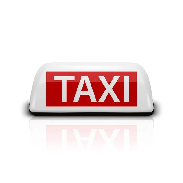 Vector 3d Realistic White French Taxi Sign Icon with Reflection Closeup Isolated on White Background. Design template for Taxi Service, Mockup. Front View — Stock Vector