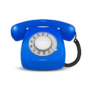 Vektör 3d Gerçekçi Klasik Retro Eski Telefon Simgesi Beyaz Arkaplan 'da izole edildi. Tasarım Şablonu, Çağrı Merkezi Destek Konsepti. Ön Görünüm