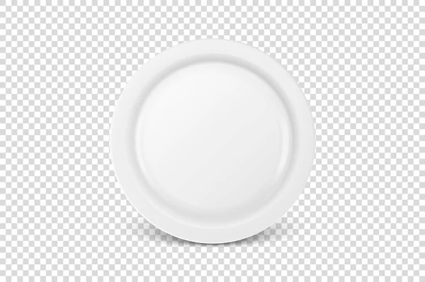 Vector 3d Realistic Weißes Porzellan, Plastik oder Papier Einweg-Lebensmittelteller Icon Closeup Isolated. Frontansicht. Design-Vorlage, Mock-up für Grafiken, Branding Identity, Druck, etc — Stockvektor