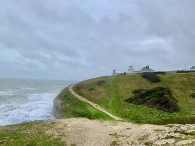 Dorset 'te Swanage ve cliff view' de Idyllic kıyı manzarası