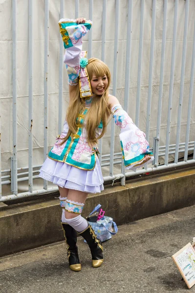 Osaka / Japonya - 18 Mart 2018: Nipponbashi Street Festa, renkli kostüm ve anime festivali her Mart ayında Japonya 'nın Osaka kentinde düzenlenir. Dünyanın en büyük kostüm etkinliklerinden biri.