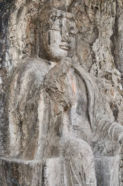 Longmengrottorna Longmengrottorna Med Statyer Buddha Och Hans Lärjungar Huggna Sten — Stockfoto