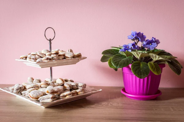 Vanilice, Serbian bite-sized small Vanilla cookies made as sandwich of two vanilla and walnut cookies held together with a dollop of jam, usually served around the Christmas