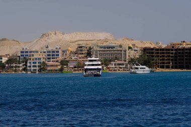 Hurghada / Mısır - Mayıs 2019: Hurghada, Mısır 'ın Kızıldeniz kıyısındaki popüler sahil beldesi