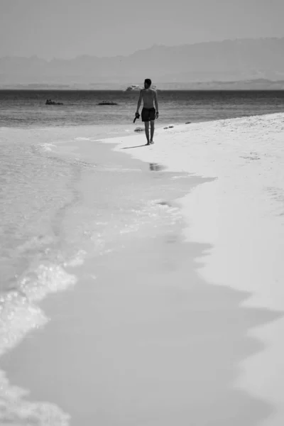Spiaggia Sabbia Acque Cristalline Ricche Barriere Coralline Dell Isola Giftun — Foto Stock