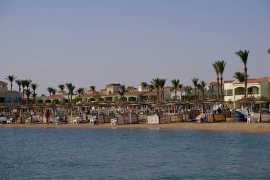 Hurghada / Mısır - Mayıs 2019: Hurghada, Mısır 'ın Kızıldeniz kıyısındaki popüler sahil beldesi